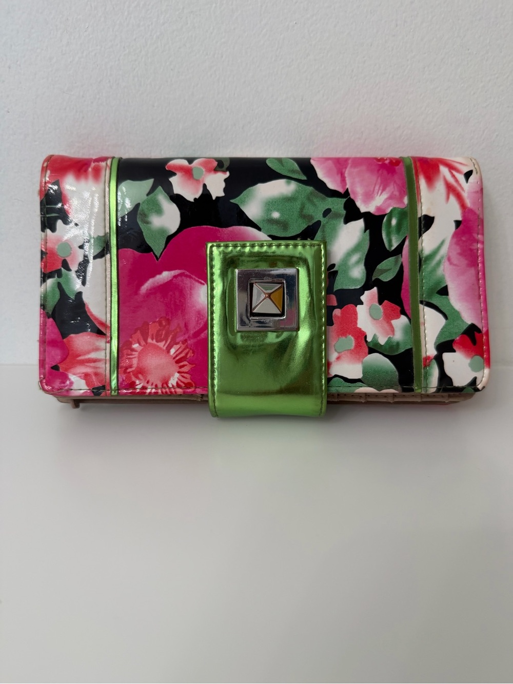 Buxton Floral Wallet in Pink, Green & Black